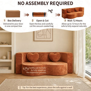 English Elm Heart-shaped Convertible Sofa Bed Sponge Fill Sculptural Lounge for Studio Apartment Brown W5502P516738
