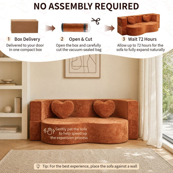 English Elm Heart-shaped Convertible Sofa Bed Sponge Fill Sculptural Lounge for Studio Apartment Brown W5502P516738