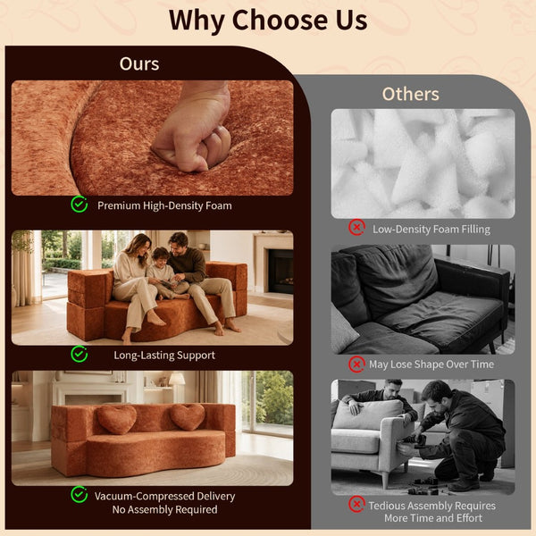 English Elm Heart-shaped Convertible Sofa Bed Sponge Fill Sculptural Lounge for Studio Apartment Brown W5502P516738