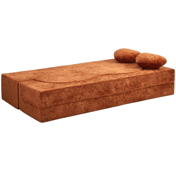 English Elm Heart-shaped Convertible Sofa Bed Sponge Fill Sculptural Lounge for Studio Apartment Brown W5502P516738