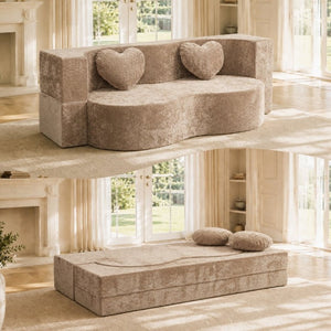 English Elm Heart-Shaped Convertible Sponge Sofa Sculptural Lounger for Apartments and Guest Rooms W5502P516739