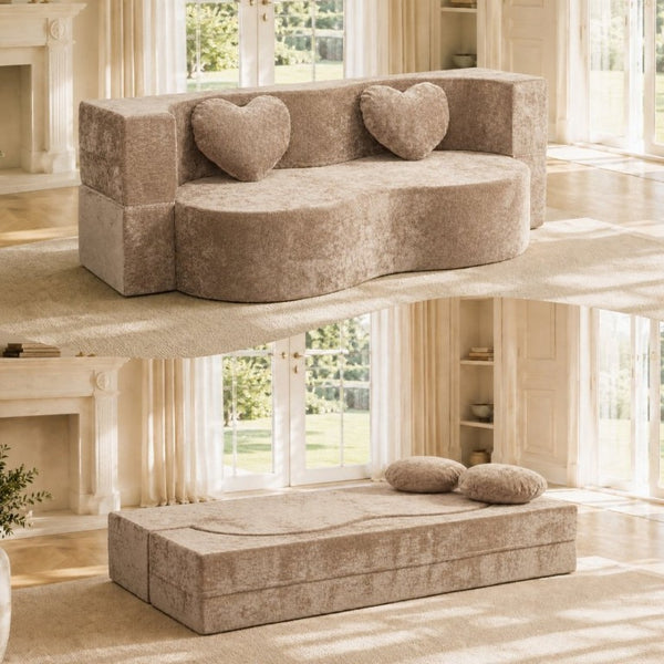 English Elm Heart-Shaped Convertible Sponge Sofa Sculptural Lounger for Apartments and Guest Rooms W5502P516739