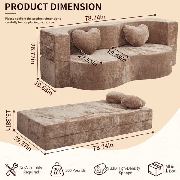 English Elm Heart-Shaped Convertible Sponge Sofa Sculptural Lounger for Apartments and Guest Rooms W5502P516739