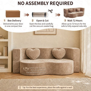 English Elm Heart-Shaped Convertible Sponge Sofa Sculptural Lounger for Apartments and Guest Rooms W5502P516739