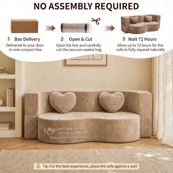 English Elm Heart-Shaped Convertible Sponge Sofa Sculptural Lounger for Apartments and Guest Rooms W5502P516739