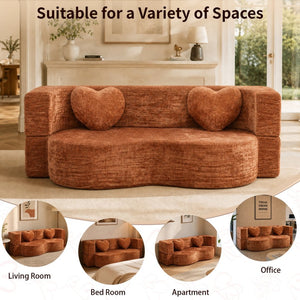 English Elm Heart-shaped Convertible Sofa Bed Sponge Fill Sculptural Lounge for Studio Apartment Orange W5502P516740