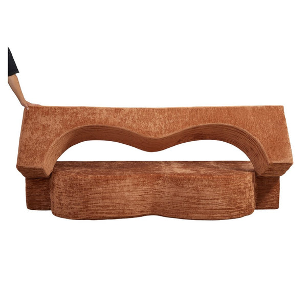 English Elm Heart-shaped Convertible Sofa Bed Sponge Fill Sculptural Lounge for Studio Apartment Orange W5502P516740