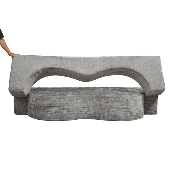 English Elm Heart-shaped Convertible Sofa Bed Sponge Fill Sculptural Lounge for Studio Apartment Gray W5502P516741