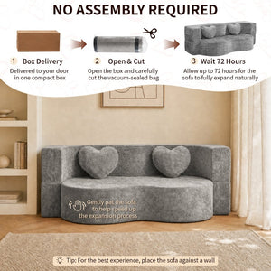 English Elm Heart-shaped Convertible Sofa Bed Sponge Fill Sculptural Lounge for Studio Apartment Gray W5502P516741