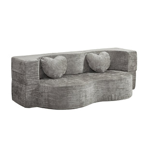 English Elm Heart-shaped Convertible Sofa Bed Sponge Fill Sculptural Lounge for Studio Apartment Gray W5502P516741