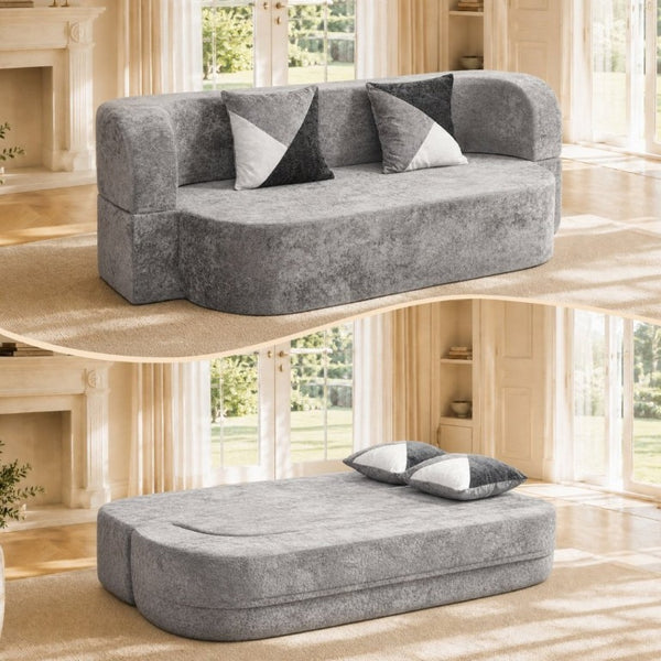 English Elm Eggshell Convertible Plush Sofa Bed with High Density Foam for Apartment Living Silver+Grey W5502P516743