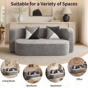 English Elm Eggshell Convertible Plush Sofa Bed with High Density Foam for Apartment Living Silver+Grey W5502P516743