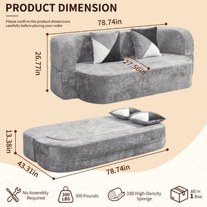 English Elm Eggshell Convertible Plush Sofa Bed with High Density Foam for Apartment Living Silver+Grey W5502P516743