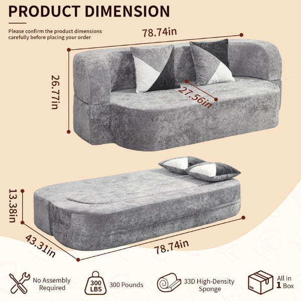 English Elm Eggshell Convertible Plush Sofa Bed with High Density Foam for Apartment Living Silver+Grey W5502P516743