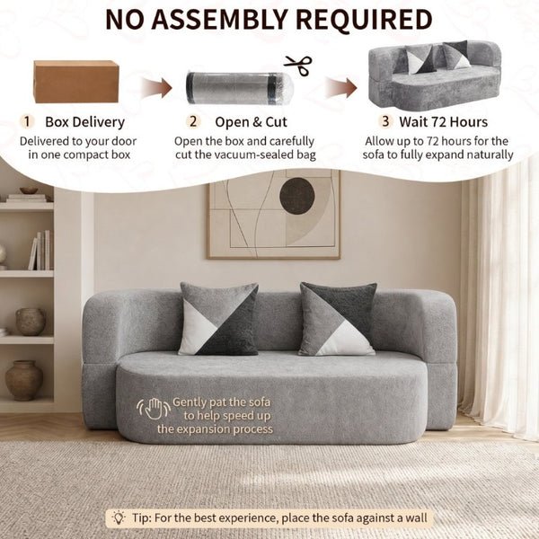 English Elm Eggshell Convertible Plush Sofa Bed with High Density Foam for Apartment Living Silver+Grey W5502P516743