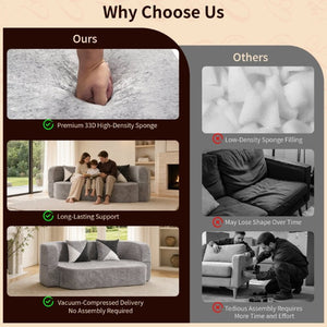 English Elm Eggshell Convertible Plush Sofa Bed with High Density Foam for Apartment Living Silver+Grey W5502P516743