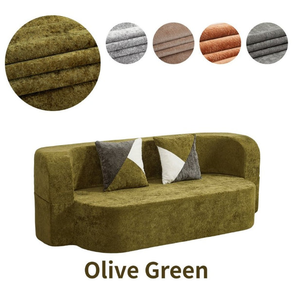 English Elm Eggshell Convertible Plush Sofa Bed with High Density Foam for Apartment Living Olive Green W5502P516744