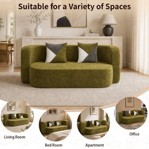 English Elm Eggshell Convertible Plush Sofa Bed with High Density Foam for Apartment Living Olive Green W5502P516744