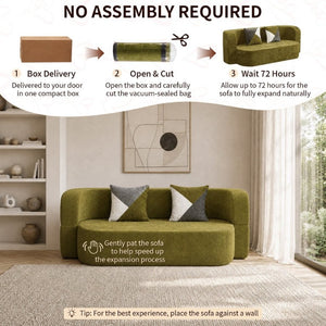 English Elm Eggshell Convertible Plush Sofa Bed with High Density Foam for Apartment Living Olive Green W5502P516744