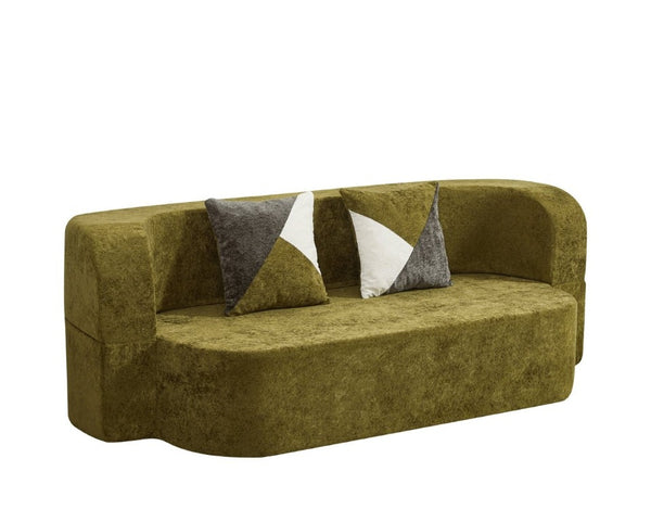 English Elm Eggshell Convertible Plush Sofa Bed with High Density Foam for Apartment Living Olive Green W5502P516744