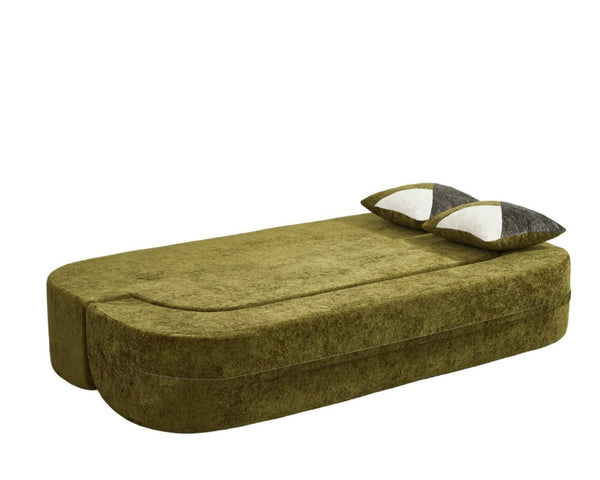 English Elm Eggshell Convertible Plush Sofa Bed with High Density Foam for Apartment Living Olive Green W5502P516744