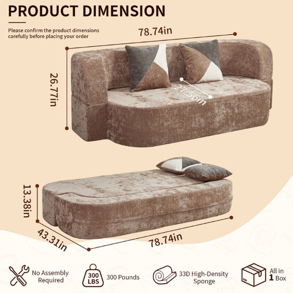 English Elm Eggshell Convertible Plush Sofa Bed with High Density Foam for Apartment Living Beige W5502P516746