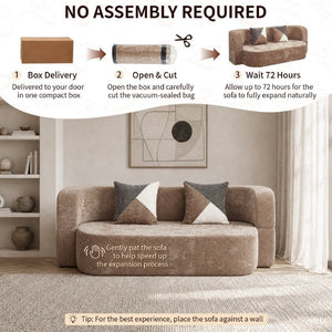 English Elm Eggshell Convertible Plush Sofa Bed with High Density Foam for Apartment Living Beige W5502P516746