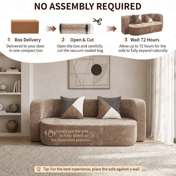 English Elm Eggshell Convertible Plush Sofa Bed with High Density Foam for Apartment Living Beige W5502P516746