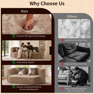 English Elm Eggshell Convertible Plush Sofa Bed with High Density Foam for Apartment Living Beige W5502P516746