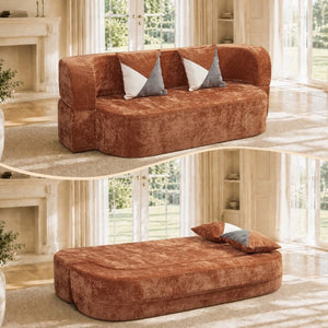 English Elm Eggshell Convertible Plush Sofa Bed with High Density Foam for Apartment Living Brown W5502P516747