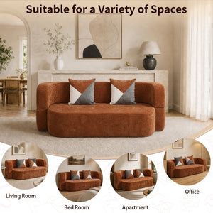 English Elm Eggshell Convertible Plush Sofa Bed with High Density Foam for Apartment Living Brown W5502P516747