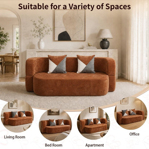 English Elm Eggshell Convertible Plush Sofa Bed with High Density Foam for Apartment Living Brown W5502P516747