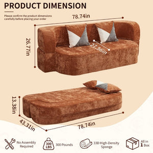 English Elm Eggshell Convertible Plush Sofa Bed with High Density Foam for Apartment Living Brown W5502P516747