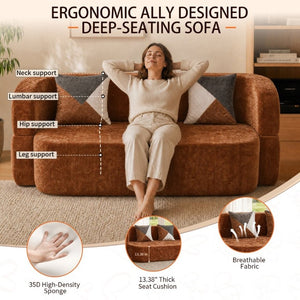 English Elm Eggshell Convertible Plush Sofa Bed with High Density Foam for Apartment Living Brown W5502P516747
