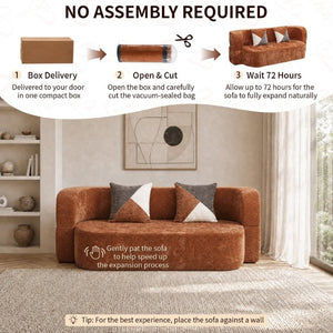 English Elm Eggshell Convertible Plush Sofa Bed with High Density Foam for Apartment Living Brown W5502P516747