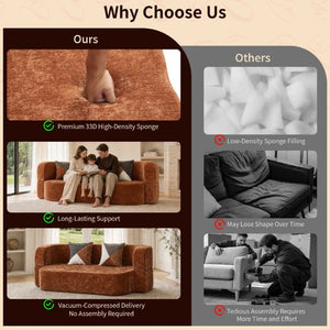 English Elm Eggshell Convertible Plush Sofa Bed with High Density Foam for Apartment Living Brown W5502P516747