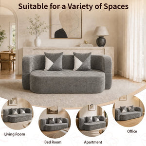 English Elm Eggshell Convertible Plush Sofa Bed with High Density Foam for Apartment Living Charcoal Grey W5502P516749