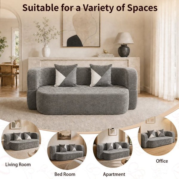 English Elm Eggshell Convertible Plush Sofa Bed with High Density Foam for Apartment Living Charcoal Grey W5502P516749