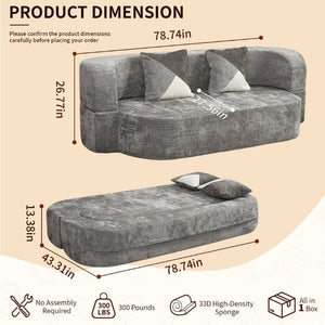 English Elm Eggshell Convertible Plush Sofa Bed with High Density Foam for Apartment Living Charcoal Grey W5502P516749