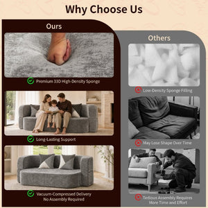 English Elm Eggshell Convertible Plush Sofa Bed with High Density Foam for Apartment Living Charcoal Grey W5502P516749