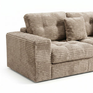 English Elm Modular Cloud Sectional Sofa with Ottoman Faux Fur Velvet Foam Living Room Set W5502S00010