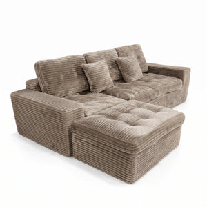 English Elm Modular Cloud Sectional Sofa with Ottoman Faux Fur Velvet Foam Living Room Set W5502S00010