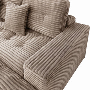 English Elm Modular Cloud Sectional Sofa with Ottoman Faux Fur Velvet Foam Living Room Set W5502S00010