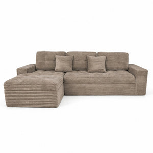 English Elm Modular Cloud Sectional Sofa with Ottoman Faux Fur Velvet Foam Living Room Set W5502S00010