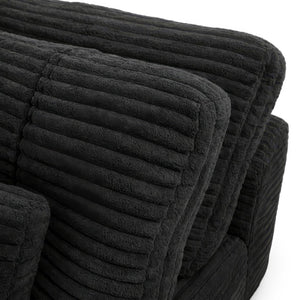 English Elm Modular Cloud Sofa with Ottoman Faux Fur Velvet All-foam Sectional for Living Room Black W5502S00012