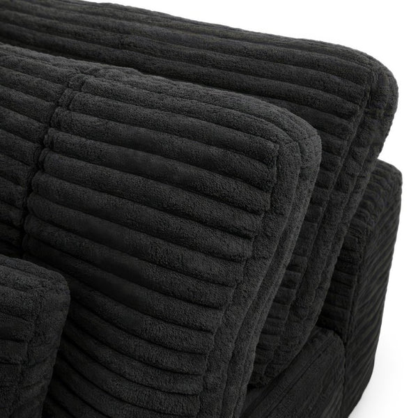 English Elm Modular Cloud Sofa with Ottoman Faux Fur Velvet All-foam Sectional for Living Room Black W5502S00012