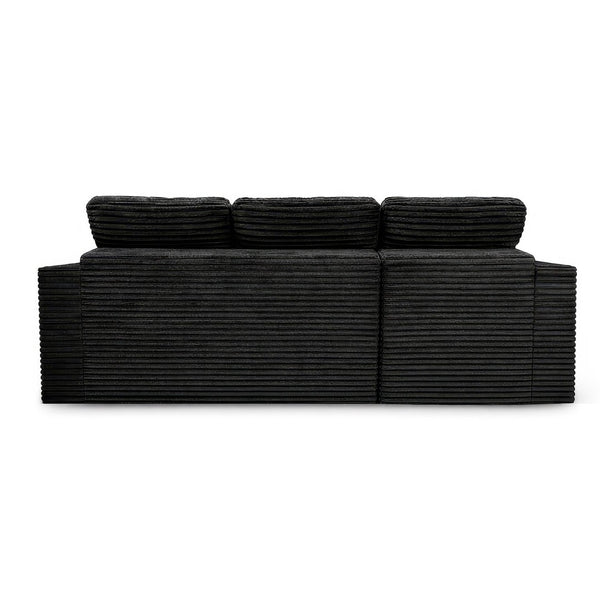 English Elm Modular Cloud Sofa with Ottoman Faux Fur Velvet All-foam Sectional for Living Room Black W5502S00012