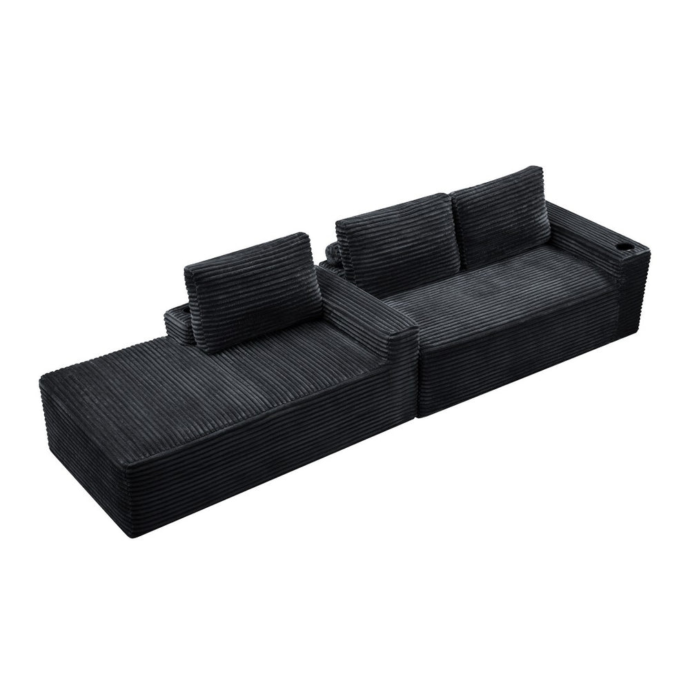 English Elm D-097 Corduroy Left Chaise Sectional with Pocket Spring Support for Living Rooms W5515P444515
