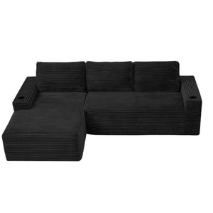English Elm D-097 Corduroy Left Chaise Sectional with Pocket Spring Support for Living Rooms W5515P444515