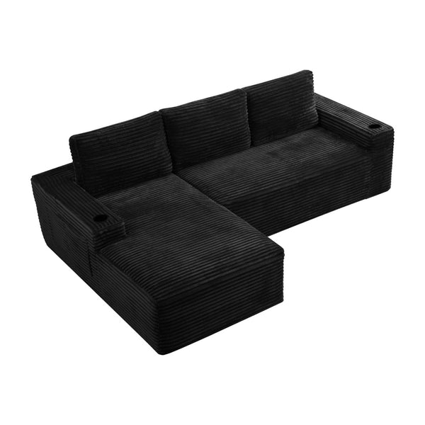English Elm D-097 Corduroy Left Chaise Sectional with Pocket Spring Support for Living Rooms W5515P444515